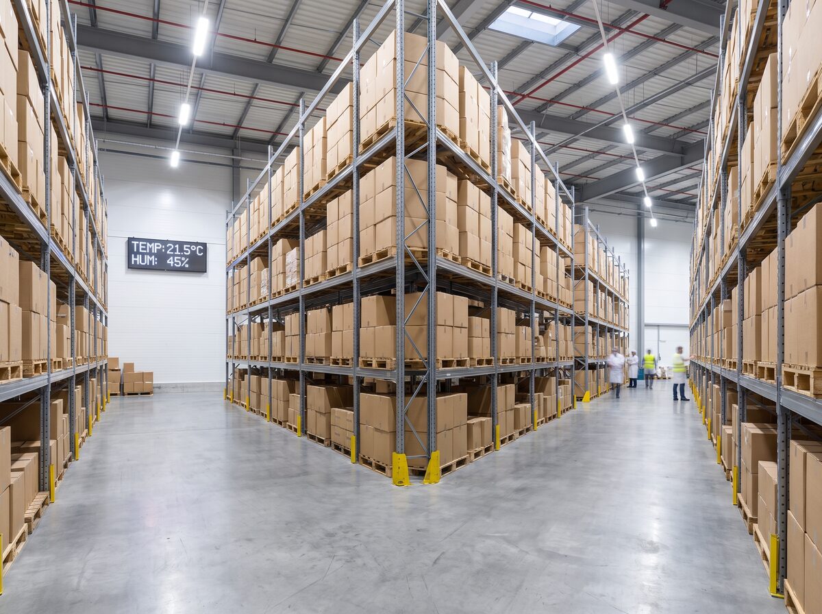 Kệ thép kho GSP đạt chuẩn sắp xếp thuốc theo lô kèm bảng kiểm soát nhiệt độ độ ẩm